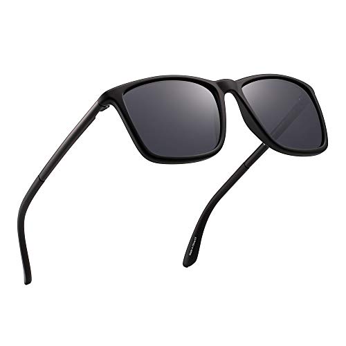 JIM HALO Gafas de Sol Polarizadas. Cómodas y Resistentes. Máxima Protección UV400. Para Hombre y Mujer. [Montura Negra - Lentes Grises]