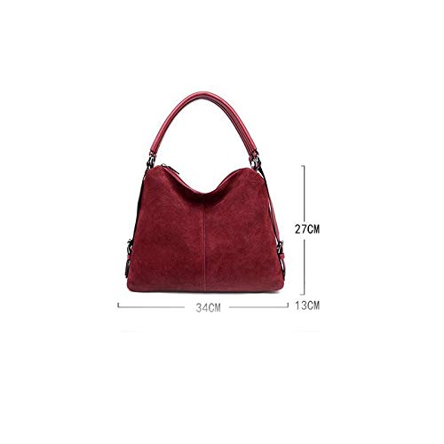 JIYANANDPSTB Bolso Mujer Cuero Genuino de Gamuza de Las Mujeres Nuevo diseño de la Bolsa de Hombro Grande de Las Mujeres de Las Mujeres Compras Casual Wallet (Color : A)