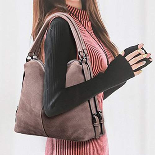 JIYANANDPSTB Bolso Mujer Cuero Genuino de Gamuza de Las Mujeres Nuevo diseño de la Bolsa de Hombro Grande de Las Mujeres de Las Mujeres Compras Casual Wallet (Color : A)