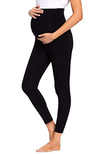 JMITHA Leggings para Premamá Largos Algodón Super Cómodas Polainas de Maternidad Ropa Deporte Embarazo Pantalones Mujer Delgada (Negro, M)