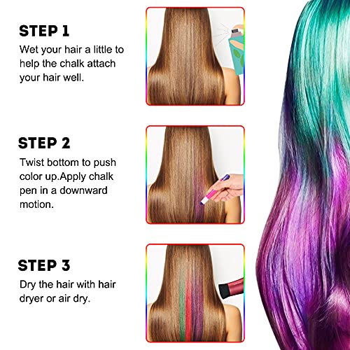 Joycabin Tiza de Pelo, 12 Colores Tinte Temporal para el Cabello, Tinte para el Cabello Lavable no Tóxico, Cabello Tiza para Niñas y Niños, Fiestas, Cosplay y Halloween