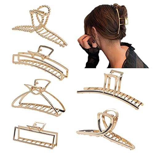 Juego de 6 pinzas para el pelo para mujer, grandes de metal, antideslizantes, pinzas para el pelo para niñas, agarre fuerte para pelo grueso, accesorios de moda para el pelo