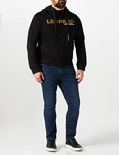 Just Cavalli Felpa con Cappuccio A Maniche Lunghe Sudadera con Capucha, Negro, XXL para Hombre