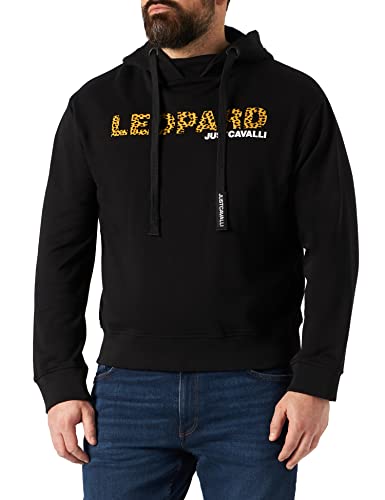 Just Cavalli Felpa con Cappuccio A Maniche Lunghe Sudadera con Capucha, Negro, XXL para Hombre