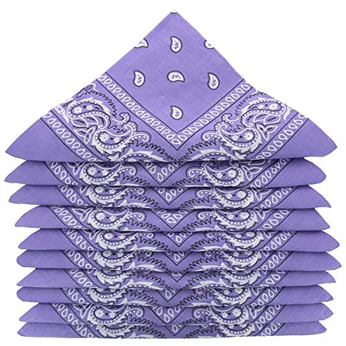 KARL LOVEN Lote de 20 bandanas 100% Algodon Paisley Panuelo Cabeza Cuello Bufanda (Juego de 20, Lavanda)