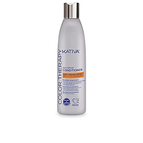 KATIVA - Color Therapy - Acondicionador No-Abrasivo, para Cabello Castaño, Anti-Naranja, 250 mililitros