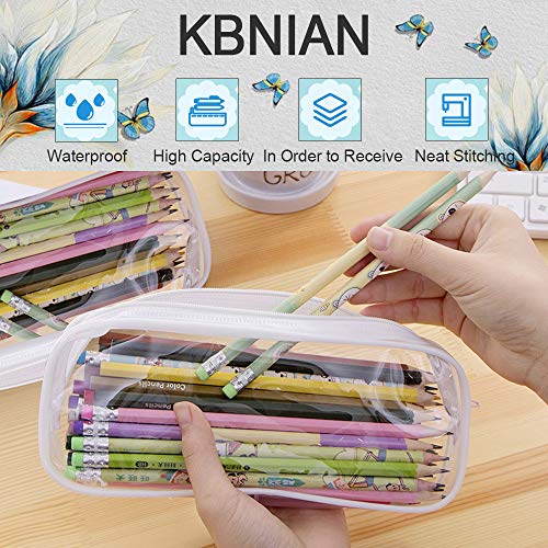 KBNIAN 4 PCS Estuche Transparente Estuches Escolares de PVC Bolsa de Lápiz de Gran Capacidad Bolsa de Maquillaje Transparente con Cremallera para Almacenamiento de Papelería Cosméticos