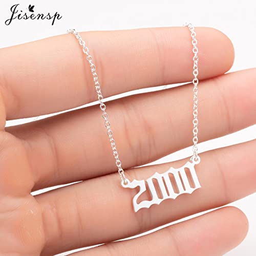 KDFN Collar Personalizado para Mujer Fecha Especial Año Número Collares Colgantes 1994 1999 de 1980 a 2004 Joyería de Moda Regalo-Color Plata, 1977