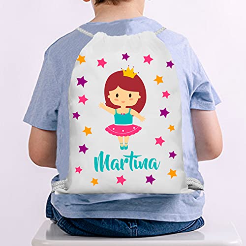 Kembilove Mochila Infantil Personalizada con Nombre – Mochilas Saco Personalizadas con el Nombre del Niño o Niña – Mochila Cuerdas Vuelta al Cole de Bailarina – Regalo Original Personalizado Niños