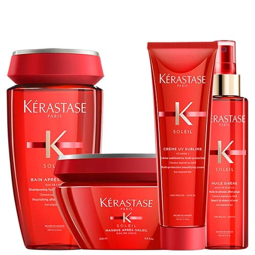 Kérastase Soleil Bain Aprés-Soleil, Masque Apres-Soleil, 250 ml, crema UV Sublime 150 ml y paquete Huile Sirene