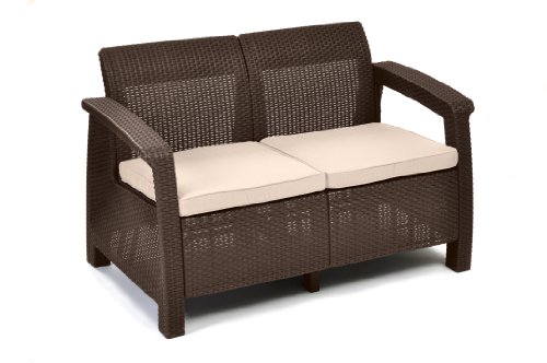 Keter Set Corfu Lounge Conjunto de jardín, Marrón, 76x170x58 cm