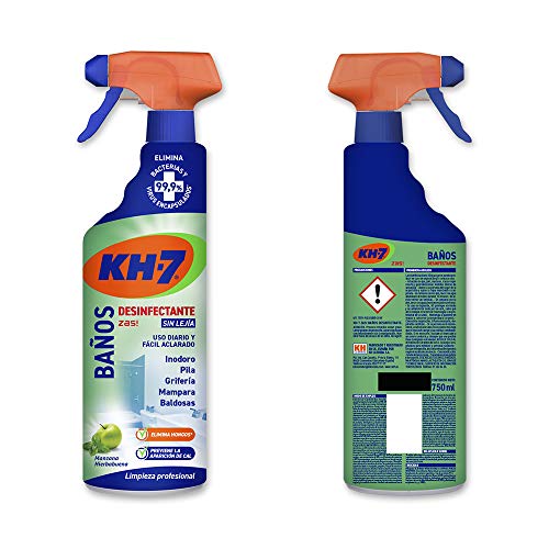 KH-7 Limpiador Baños y Desinfectante - Desinfección sin lejía - Aroma a manzana y hierbabuena - 4 Recipiente de 750 ml