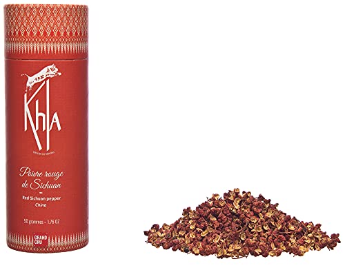 KHLA - Pimienta de sichuan rojo en grano - Comercio Equitable - Tubo de 50 g cat A - Granos de pimienta enteros