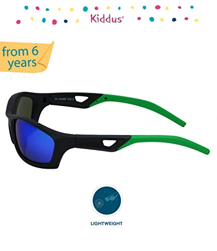 Kiddus Gafas de Sol Deportivas para Niñas y Niños a partir de 6 años. La mejor Seguridad y Protección con Filtro Solar UV400. Para actividades al aire libre.