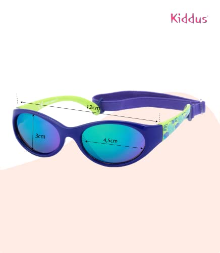 Kiddus Gafas de sol KIDS COMFORT para niña niño. A partir de 2 años. Filtro solar UV400. Banda ajustable y extraíble. Hechas de Goma. Resistentes a Impactos, Muy Flexibles.