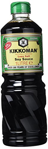 Kikkoman - Salsa de Soja con Menos Sal, Fermentación Natural, Salsa de Soja para Dietas Bajas en Sal, 1L