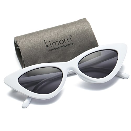 kimorn Ojos De Gato Gafas De Sol Para Mujer Clout Goggles Bisagras De Metal Plástico Marco K0566 (Blanco&Negro)