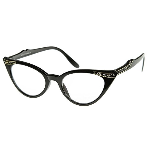 KISS Gafas neutras CAT EYE mod. FANCY - marco óptico MUJER glamour vintage COOL - NEGRO