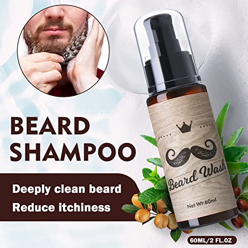 Kit Cuidado de Barba 9 en 1, Cuidado de Barba Hombre con Agente de Reparación de Barba,Champú de Barba,Crema de Barba,Aceite de Barba,Peine,Tijeras,Plantilla, Regalos Originales Hombres