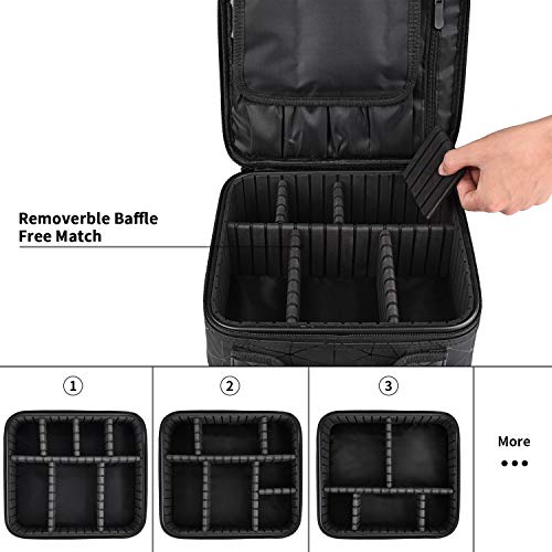 Kit de Maquillaje Neceser Make Up Bolso de Cosméticos Portable Organizador Maletín para Maquillaje Maleta de Makeup Profesional Cuero de la PU(Negro)