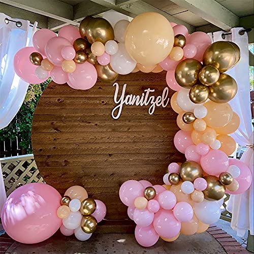 Kit Guirnalda Globos Rosa,106 Piezas Rosa Guirnalda Globos Cumpleaños Fiesta, Naranja Rosa y Blanco Globos Guirnalda de Arco para Baby Shower Navidad