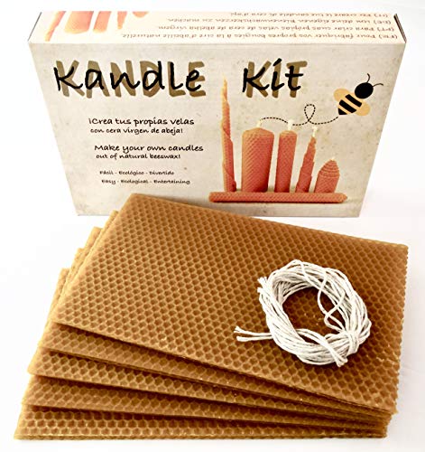 KIT para crear tus propias velas, con cera de panal de abeja natural. Origen España 100%