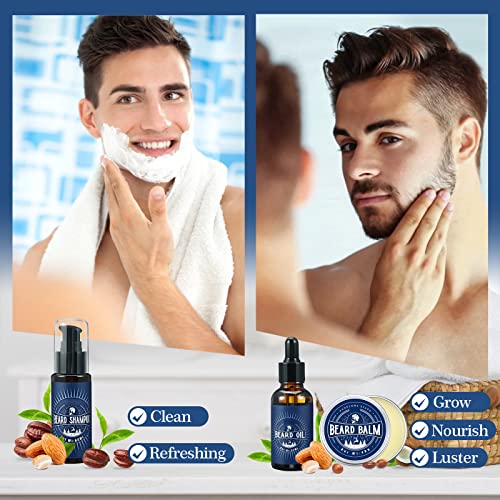 Kit Para El Cuidado De La Barba Para Hombres, Kit Completo Para Barba Con Aceite Para Barba, Crema, Champú, Cepillo De Cerdas, Peine, Tijeras