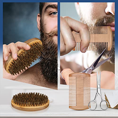 Kit Para El Cuidado De La Barba Para Hombres, Kit Completo Para Barba Con Aceite Para Barba, Crema, Champú, Cepillo De Cerdas, Peine, Tijeras