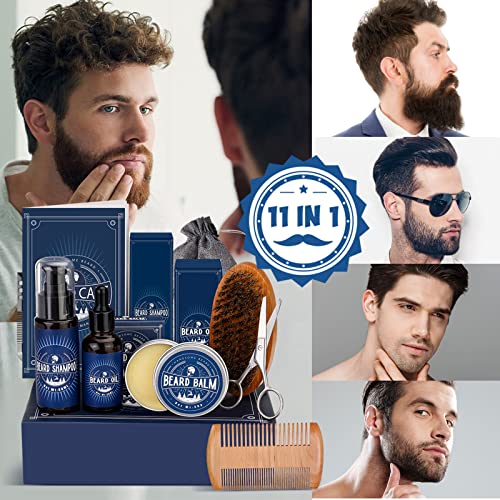 Kit Para El Cuidado De La Barba Para Hombres, Kit Completo Para Barba Con Aceite Para Barba, Crema, Champú, Cepillo De Cerdas, Peine, Tijeras