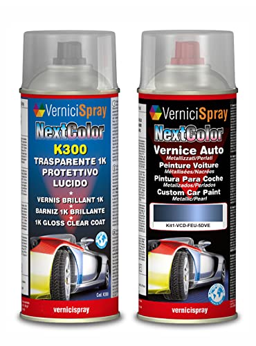 Kit Spray Pintura Coche Aerosol compatible con FORD FIESTA 5DVE JEANS BLUE MET. - Kit de retoque de pintura carrocería en spray 400 ml