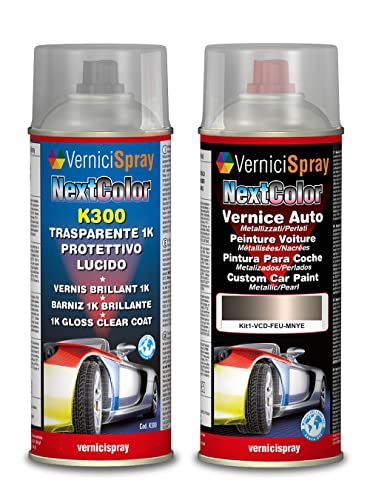 Kit Spray Pintura Coche Aerosol compatible con FORD FIESTA MNYE MED.CHARCOAL GREY MET. - Kit de retoque de pintura carrocería en spray 400 ml