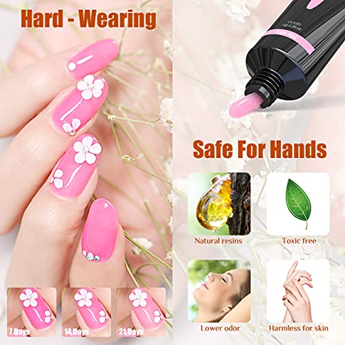 Kit Uñas de Gel, Kastiny 6 Colores Polygel uñas Constructor con Solución Antideslizante, Rosa Desnudo Blanco Marrón Poligel Kit Completo con 100 Uñas Postizas, Decoración/Cepillo/Base/Top Coat