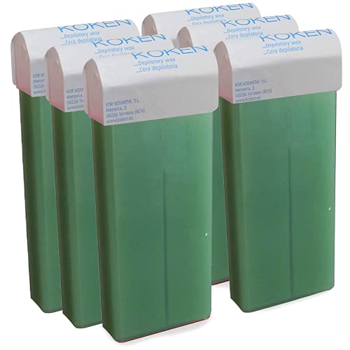 KOKEN - Pack Roll On Cera Depilatoria ALOE VERA | Formato universal | Cera profesional | 6 Cartuchos 100 ml