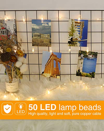 Kolpop Colgar Fotos de Luces, 5m 50 Led Clip Cadena de Luces LED 30 Pinzas Para Fotos Fotoclips Guirnalda de Luces Pinzas con Luz para Colgar Fotos Por decoración, Habitaciones, Bodas ,Cumpleaños