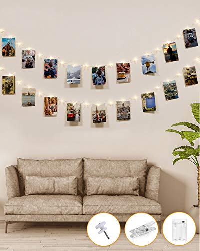 Kolpop Colgar Fotos de Luces, 5m 50 Led Clip Cadena de Luces LED 30 Pinzas Para Fotos Fotoclips Guirnalda de Luces Pinzas con Luz para Colgar Fotos Por decoración, Habitaciones, Bodas ,Cumpleaños