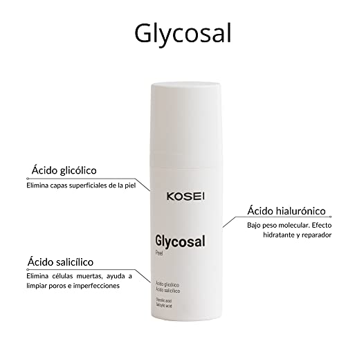 Kosei - Glycosal Peel - Peeling Facial con Ácido Glicólico - 50 ml - Efecto Exfoliante - Renovación Celular - Para la Limpieza de Poros - Sin Perfume - Con pH Ácido - Unisex - Sin Colorantes - Vegano