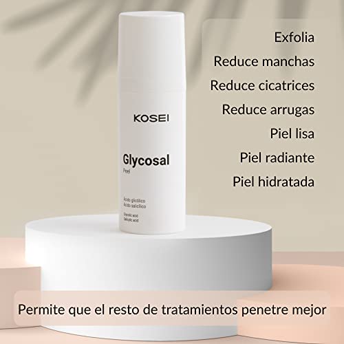 Kosei - Glycosal Peel - Peeling Facial con Ácido Glicólico - 50 ml - Efecto Exfoliante - Renovación Celular - Para la Limpieza de Poros - Sin Perfume - Con pH Ácido - Unisex - Sin Colorantes - Vegano