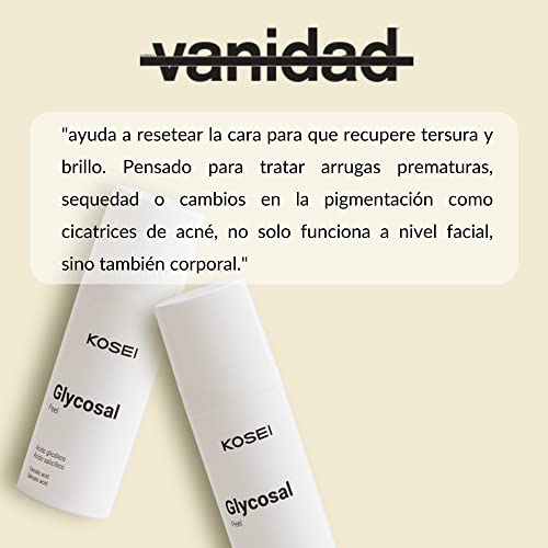 Kosei - Glycosal Peel - Peeling Facial con Ácido Glicólico - 50 ml - Efecto Exfoliante - Renovación Celular - Para la Limpieza de Poros - Sin Perfume - Con pH Ácido - Unisex - Sin Colorantes - Vegano