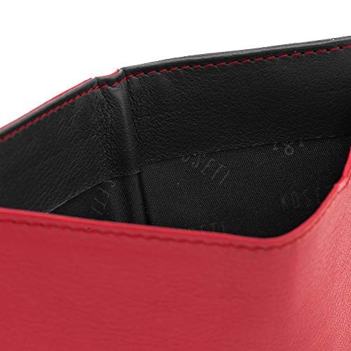 KOSETI - Cartera Hombre Roja Minimalista | Tarjetero, Billetero, Monedero Secreto | Fabricada en España | Piel de Vacuno Autentica | Premium | 9 Tarjetas | Protección RFID y NFC