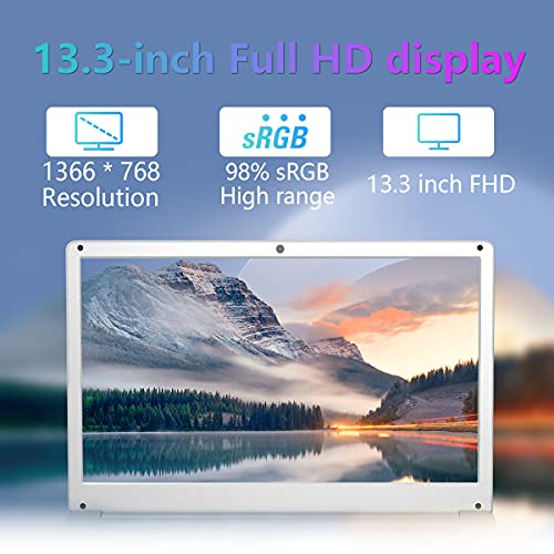 KUU SBOOKM Ordenador Portátil 13.3'', Notebook Intel Atom x7-E3950, 6GB RAM DDR3 128GB SSD, Ultrafino Portátil con Windows 10, Monitor de PC portátil FHD con USB 3.0 y Bluetooth 4.0, HDMI