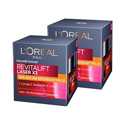 L 'Oréal Paris Revitalift Láser x3 cuidado día Anti-Age Régénérant FPS 20 50 ml – juego de 2