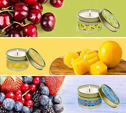 LA BELLEFÉE Velas Perfumadas Cera de Soja Arománticas Decorativas Aromas Ceras Regalos 6 Aromas de Frutas Aromáticas Aromaterapia Aroma Interior Regalo para Cumpleaños Baño Yoga Vaso