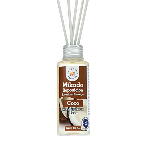 La Casa de los Aromas, Set de 6x100ml Ambientadores Mikado Coco para Reposición con Varillas, Difusor Líquido de Aroma Coco, Perfume Duradero para el Hogar, Baño, Casa