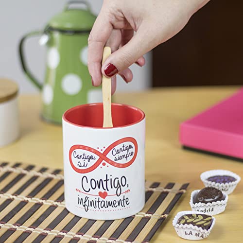 La mente es Maravillosa - Taza con Frase de Amor y Dibujo romántico (Cntigo si, cntigo Siempre, cntigo infinitamente) Regalo para San Valentín