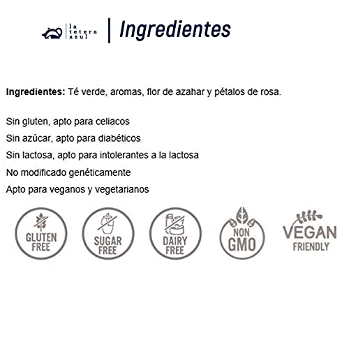 LA TETERA AZUL Té Verde Con Aroma De Flores. Té Detox Depurativo. Té Verde Floral. 20 Bolsitas De 1,8 Gramos.