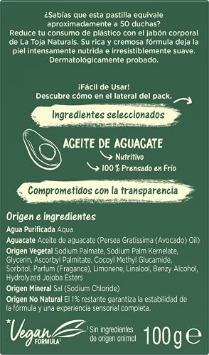 La Toja Naturals - Gel de Ducha Sólido, Aceite de Aguacate, 100 g, piel intensamente nutrida e irresistiblemente suave, fórmula vegana, fragancias que dejan huella