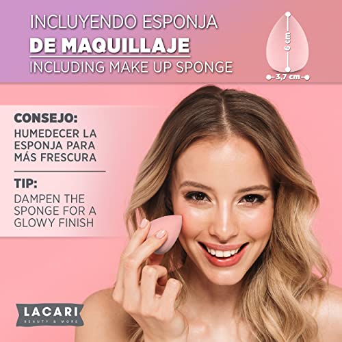 LACARI Brush Set Makeup | Set de pinceles de maquillaje de [12] pinceles | Pelo humano aglutinado | Suave como el terciopelo | Set de pinceles de maquillaje con limpiador de pinceles y maquillaje