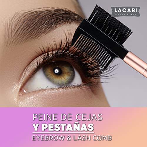 LACARI Brush Set Makeup | Set de pinceles de maquillaje de [12] pinceles | Pelo humano aglutinado | Suave como el terciopelo | Set de pinceles de maquillaje con limpiador de pinceles y maquillaje