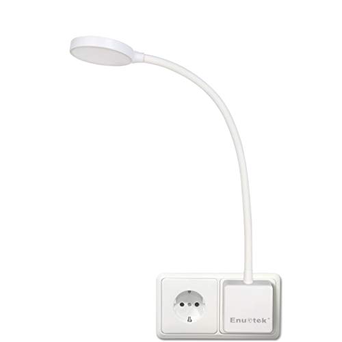 Lampara de Lectura Pared de LED Flexible Regulable Blanco con Enchufe y Interruptor Tactil 4W Brillo Máximo 350Lm Luz Neutra 4000K sin Funcion de Control Remoto Lot de 1 de Enuotek