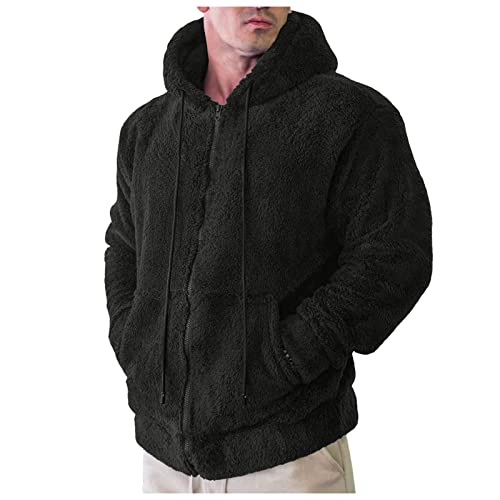 LAOSU 2021 Abrigo con capucha para hombre cálido ligero otoño invierno con cremallera forro polar de doble cara talla grande con bolsillos para cardigan holgado estilo informal 05-gris oscuro S